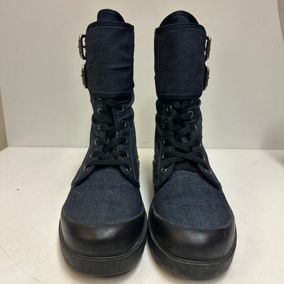 EUC Ralph Lauren Collection Purple Label Denim Double Buckle Boot RARE Italy 7 D main image 11